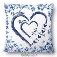 Gift For Wife,Gift For Mother,Gift For Grandma,Love - Mom Grandma Sweethearts Toile - Personalized Pillow