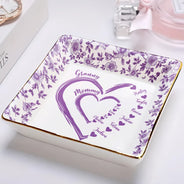 Gift For Wife,Gift For Mother,Gift For Grandma,Love - Mom Grandma Sweethearts Toile - Personalized Ring Dish