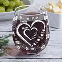 Gift For Wife,Gift For Mother,Gift For Grandma,Love,Family - Mom Grandma Sweethearts Toile - Personalized Stemless Wine Glass
