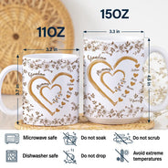 Gift For Grandma, Gift For Mother, Gift For Wife, Happy - Mom Grandma Sweethearts Toile - Personalized White Edge-to-Edge Mug