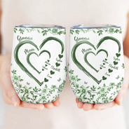 Gift For Wife,Gift For Mother,Gift For Grandma,Love,Family - Mom Grandma Sweethearts Toile - Personalized Wine Tumbler