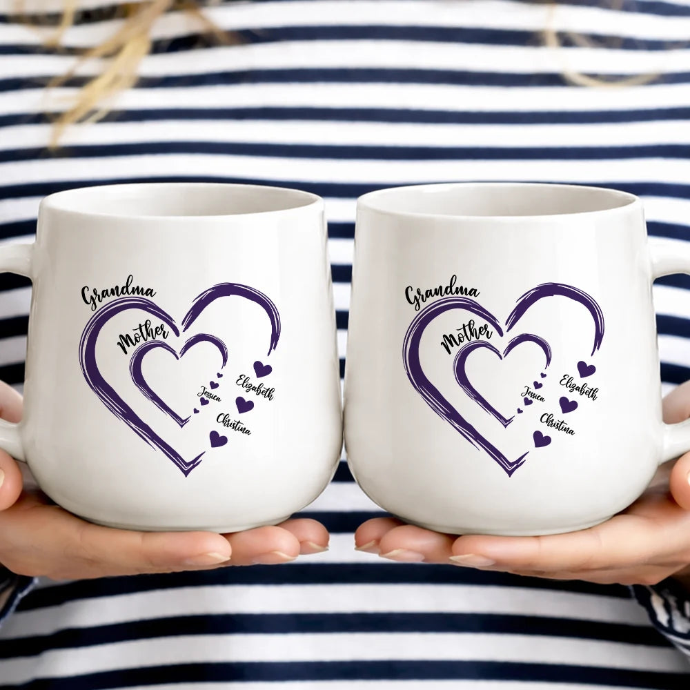 Gift For Mother,Gift For Grandma,Grandma - Grandkids,Happy,Icon,Grateful - Mom Grandma Sweethearts Toile Pattern - Personalized Tapered Mug