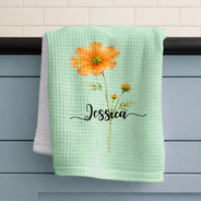 Gift For Wife,Gift For Yourself,Gift For Women,Gift For Mother,Gift For Aunt,Gift For Grandma,Gift For Bestie,Gift For Sisters,Happy - Mom Grandma Women Kitchen Birth Flower - Personalized Kitchen Towel