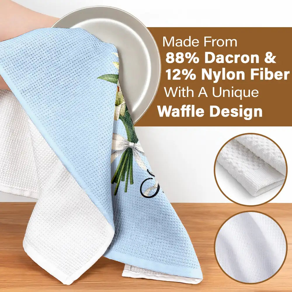 Gift For Wife,Gift For Yourself,Gift For Women,Gift For Mother,Gift For Aunt,Gift For Grandma,Gift For Bestie,Gift For Sisters,Happy - Mom Grandma Women Kitchen Birth Flower - Personalized Kitchen Towel