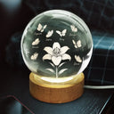Happy,Love,Grandma - Grandkids,Mom - Children,Gift For Mother - Mom Grandma's Birth Flowers And Butterflies - Personalized Crystal Globe Lamp