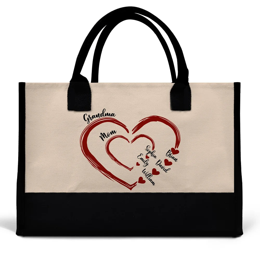 Gift For Wife,Gift For Mother,Gift For Grandma,Happy - Mom Mum Grandma Sweethearts - Personalized Canvas Tote Bag