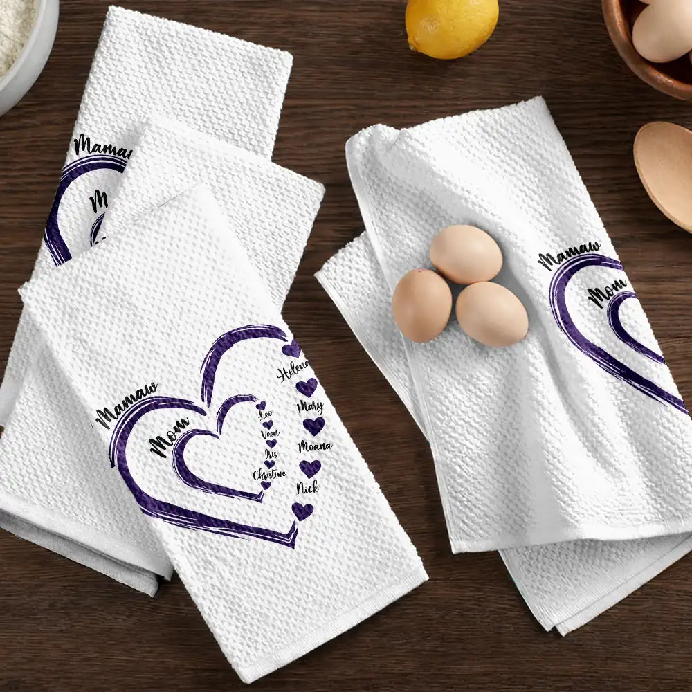 Gift For Wife, Gift For Mother, Gift For Grandma, Happy - Mom Mum Grandma Sweethearts - Personalized Kitchen Towel