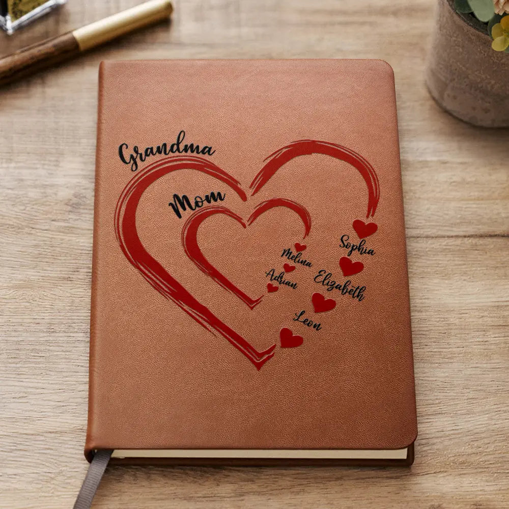 Gift For Wife,Gift For Mother,Gift For Grandma,Happy - Mom Mum Grandma Sweethearts - Personalized Leather Journal