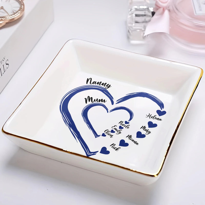 Gift For Wife,Gift For Mother,Gift For Grandma,Happy - Mom Mum Grandma Sweethearts - Personalized Ring Dish