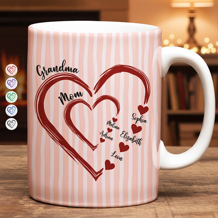 Mom Mum Grandma Sweethearts - Personalized White Edge-to-Edge Mug