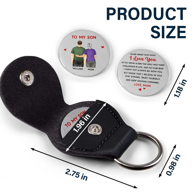 Mom - Daughters (Adult),Mom - Daughters (Young),Mom - Sons,Gift For Women,Gift For Men,Gift For Daughter,Gift For Son,Love,Top Market - Mom Son Daughter Never Forget How Much I Love You - Personalized Leather Pocket Hug