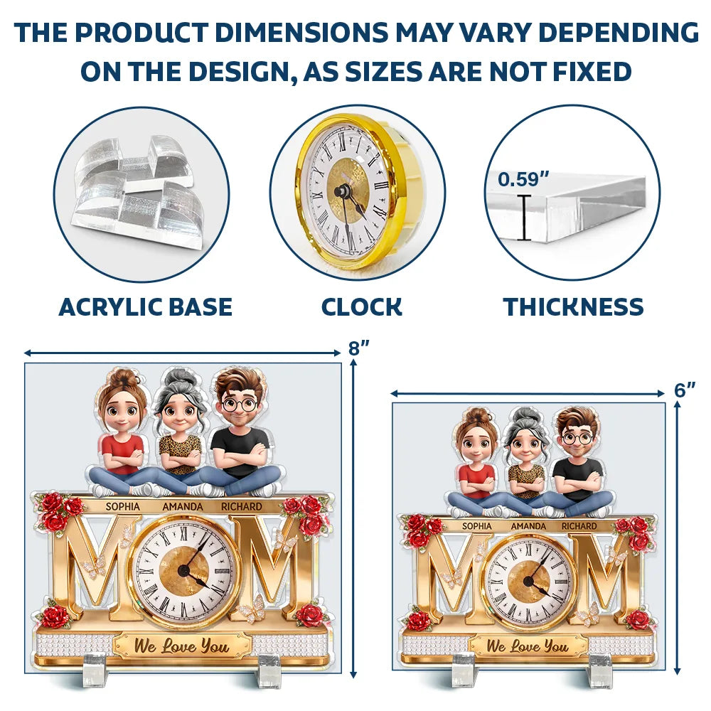 Gift For Mother,Love - Mom We Love You - Personalized Acrylic Desk Clock