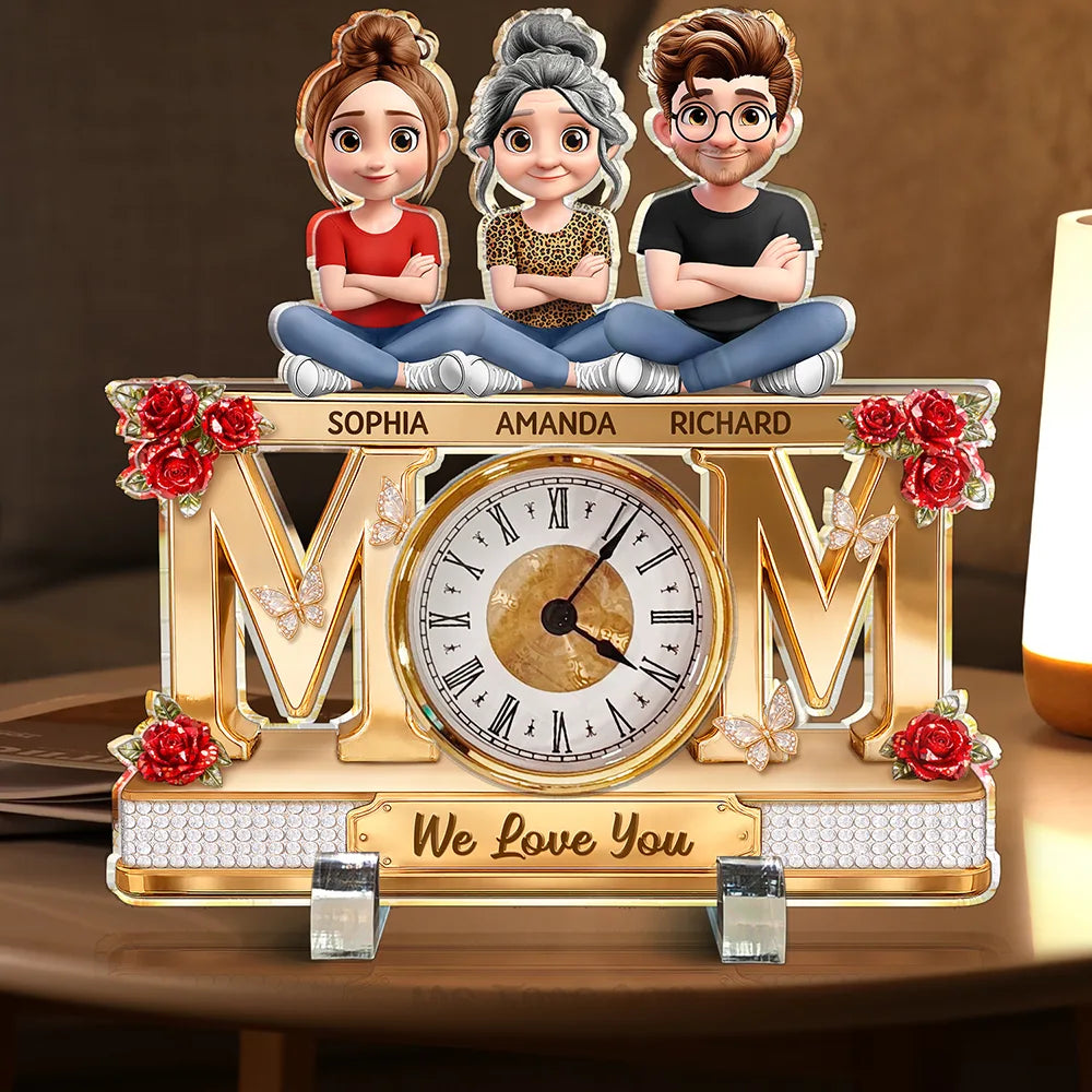 Gift For Mother,Love - Mom We Love You - Personalized Acrylic Desk Clock