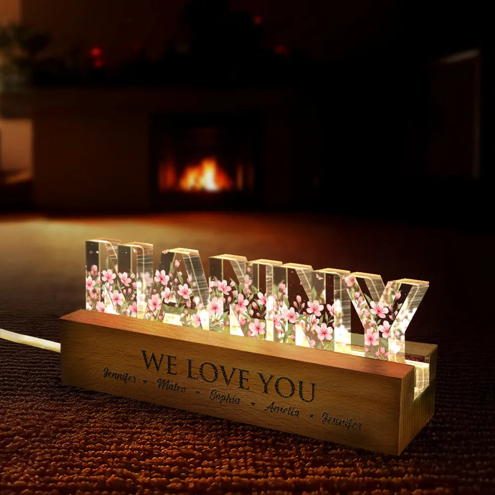 Gift For Mother, Mom - Children, Happy - Mom We Love You Birth Month Flower - Personalized Custom Shaped LED Light