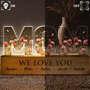 Gift For Mother, Mom - Children, Happy - Mom We Love You Birth Month Flower - Personalized Custom Shaped LED Light