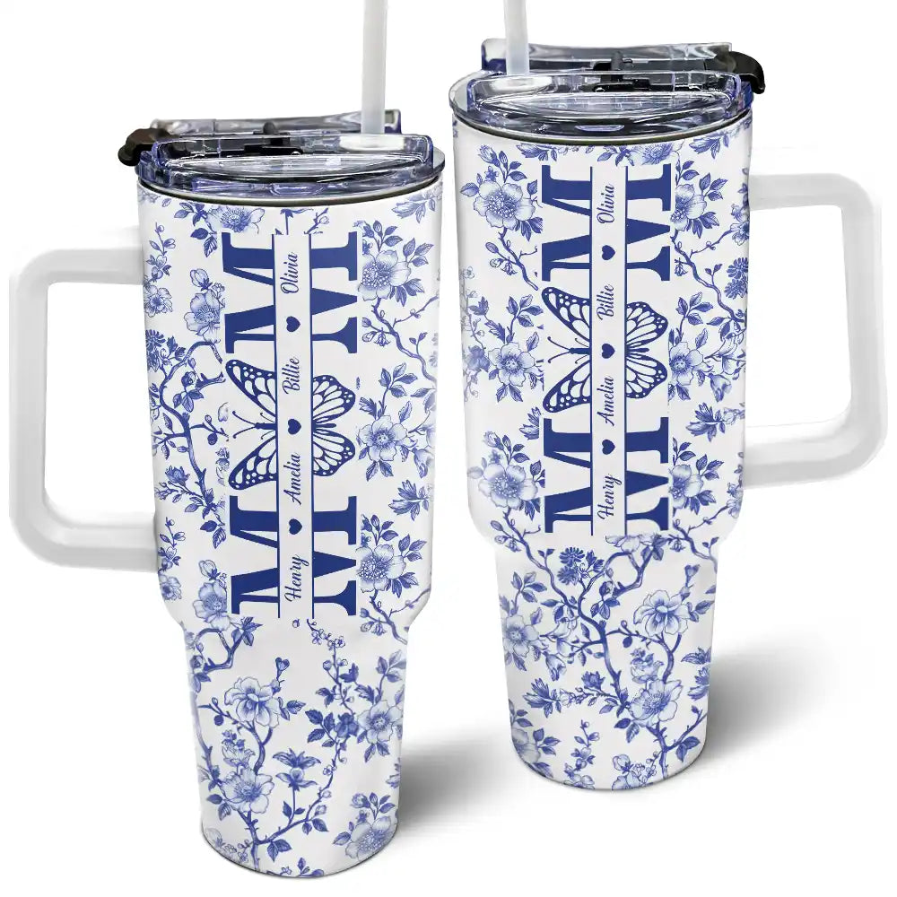 Gift For Mother, Gift For Grandma, Happy - Mom We Love You Toile De Jouy Pattern - Personalized 40oz Tumbler With Straw