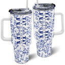 Gift For Mother, Gift For Grandma, Happy - Mom We Love You Toile De Jouy Pattern - Personalized 40oz Tumbler With Straw