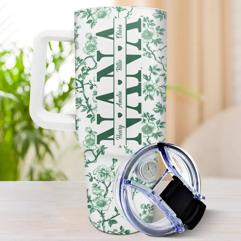 Gift For Mother, Gift For Grandma, Happy - Mom We Love You Toile De Jouy Pattern - Personalized 40oz Tumbler With Straw