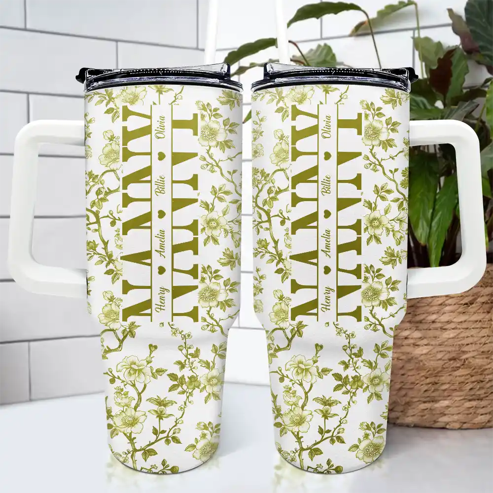 Gift For Mother, Gift For Grandma, Happy - Mom We Love You Toile De Jouy Pattern - Personalized 40oz Tumbler With Straw