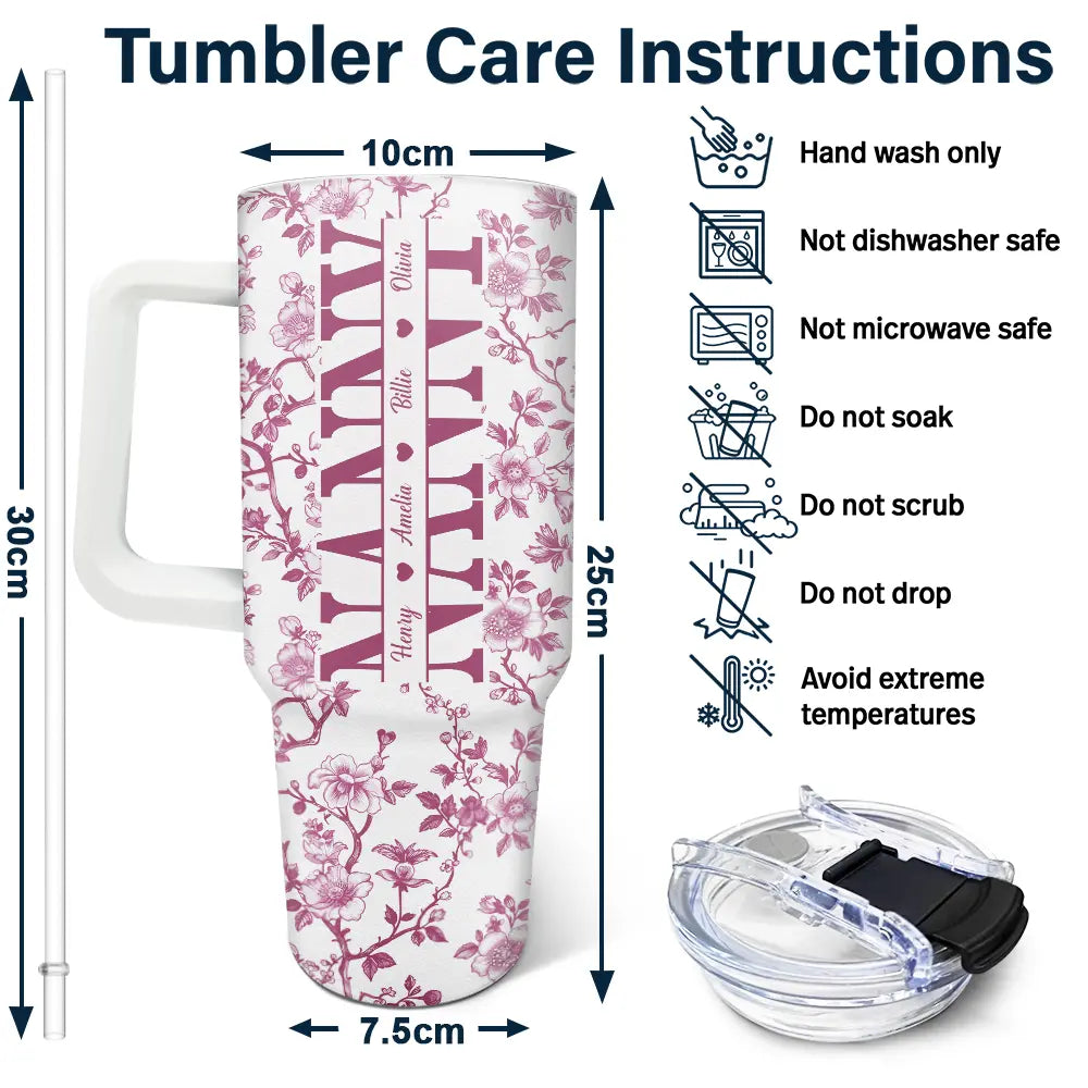 Gift For Mother, Gift For Grandma, Happy - Mom We Love You Toile De Jouy Pattern - Personalized 40oz Tumbler With Straw