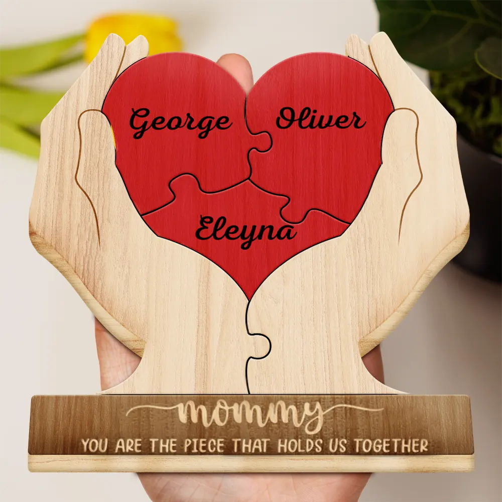 Gift For Mother,Gift For Grandma,Love - Mom You Are The Piece That Hold Us Together - Personalized Custom Shaped Wooden Puzzle