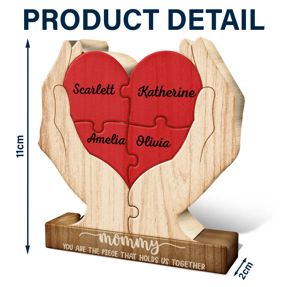 Gift For Mother,Gift For Grandma,Love - Mom You Are The Piece That Hold Us Together - Personalized Custom Shaped Wooden Puzzle