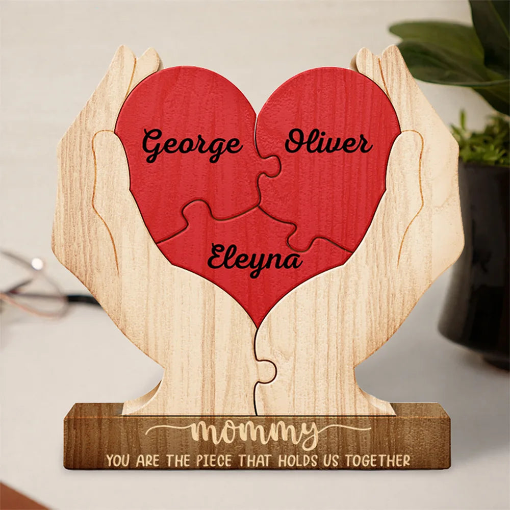 Gift For Mother,Gift For Grandma,Love - Mom You Are The Piece That Hold Us Together - Personalized Custom Shaped Wooden Puzzle