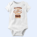 Gift For Mother,Gift For Father,New Dad,New Mom,Happy,Top Market,Top Market,Vector - Mom Dad & Baby My Fingers May Be Small - Personalized Baby Onesie