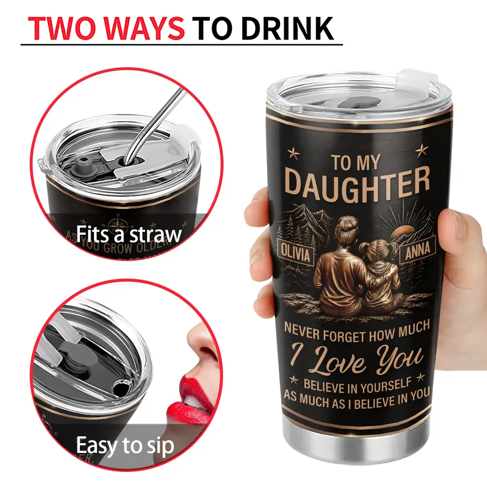 Gift For Children,Inspirational,Gift For Daughter,Vector - Mom & Daughter Son Just Do Your Best - Personalized Tumbler