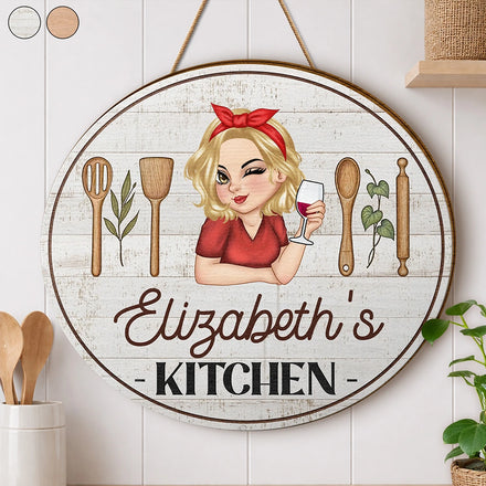 Mom Grandma Kitchen - Personalized Custom Shaped Wood Sign