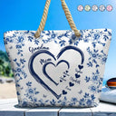 Gift For Wife,Gift For Mother,Gift For Grandma,Love,Family,Non-Eng,Icon - Mom Grandma Sweethearts Toile - Personalized Beach Bag