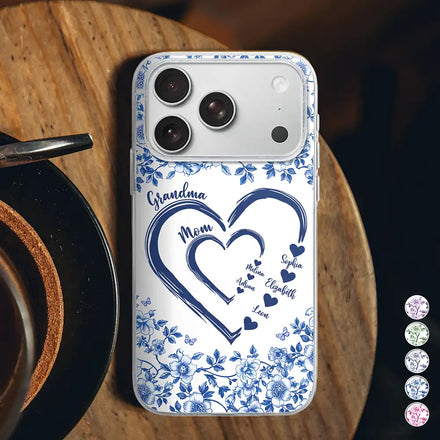 Mom Grandma Sweethearts Toile - Personalized Clear Phone Case