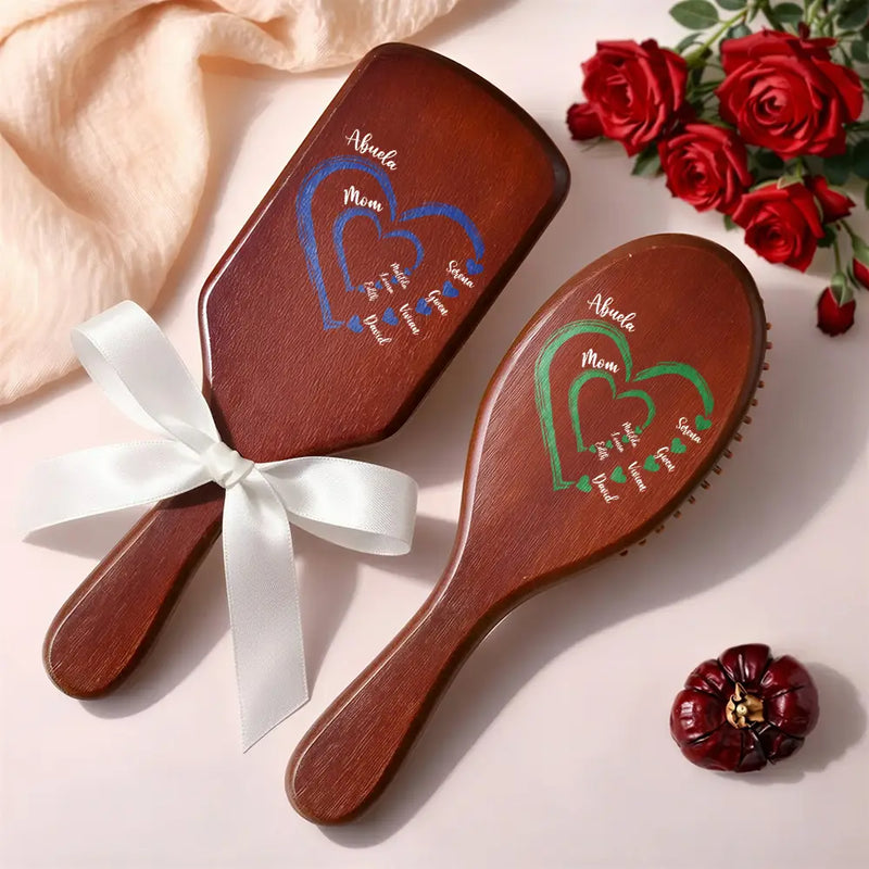 Mom's Grandma's Sweethearts - Personalized Wooden Hair Brush
