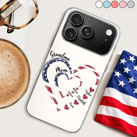 Mom's Grandma's Sweethearts Independence Day - Personalized Clear Phone Case