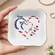 Gift For Mother,Gift For Grandma,Gift For Wife,Independence Day,Happy - Mom's Grandma's Sweethearts Independence Day - Personalized Ring Dish