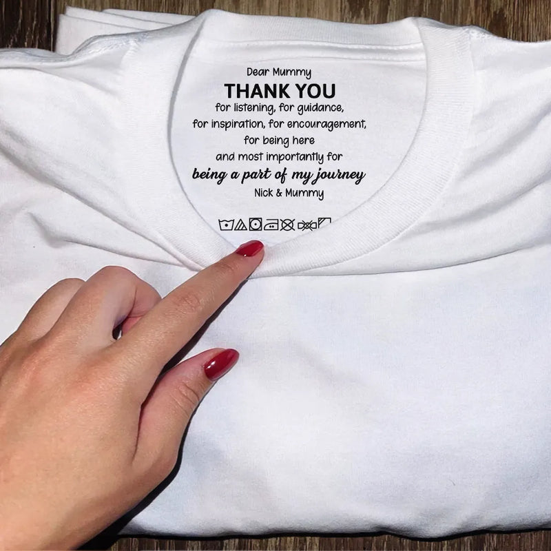 Gift For Father,Gift For Men,Happy,Gift For Mother,Gift For Women,Teacher,Gifts For Colleagues,Gift For Bestie - Mommy Daddy Thank You For Being A Part Of My Journey - Personalized T Shirt