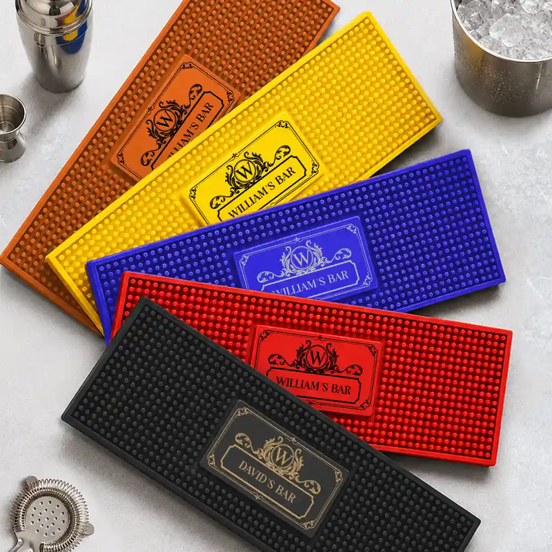 Gift For Men,Gift For Yourself,Confident,Monogram - Monogram Vintage Monogram Initial Name - Personalized Bar Mat