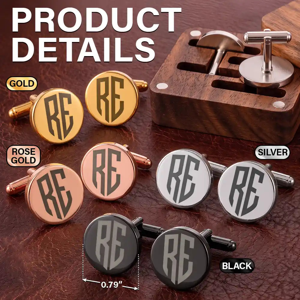Gift For Brother, Gift For Cousin, Gift For Sibling, Romantic, Wedding, Monogram - Monogram Best Man Groomsman Wedding Gifts - Personalized Circular Cufflinks