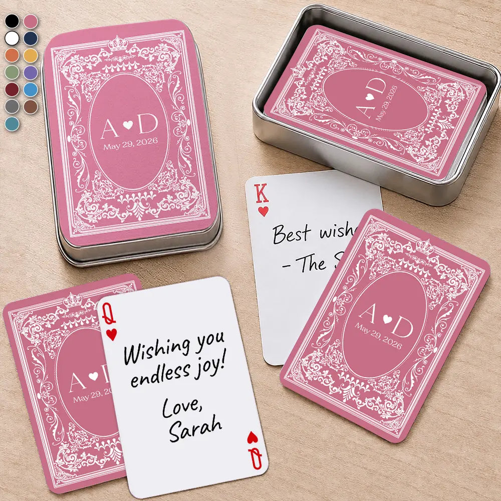Monogram Bride Groom Wedding Guest Book - Personalized Playing Cards
