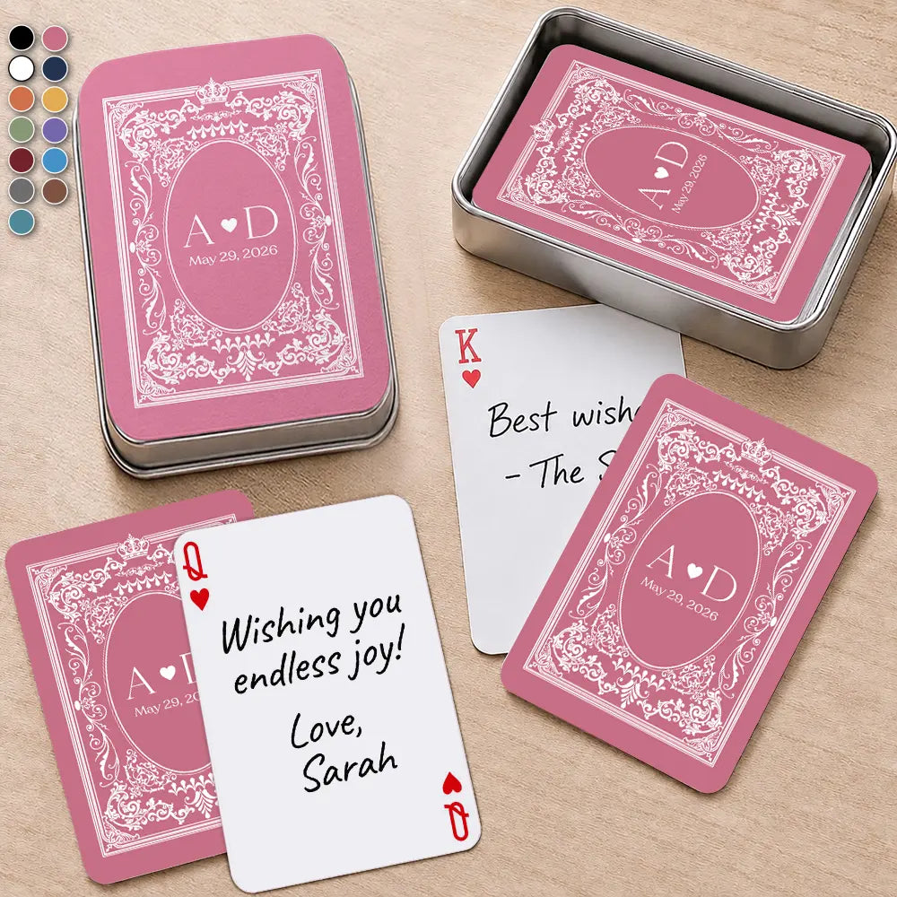 Monogram Bride Groom Wedding Guest Book - Personalized Playing Cards