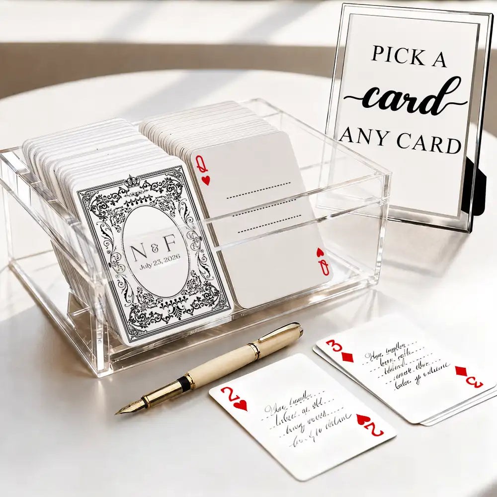 Romantic,Gift For Couples,Wedding,Monogram - Monogram Bride Groom Wedding Guest Book - Personalized Playing Cards