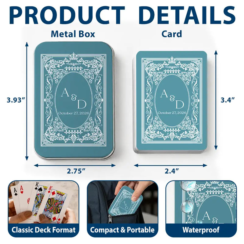 Romantic,Gift For Couples,Wedding,Monogram - Monogram Bride Groom Wedding Guest Book - Personalized Playing Cards