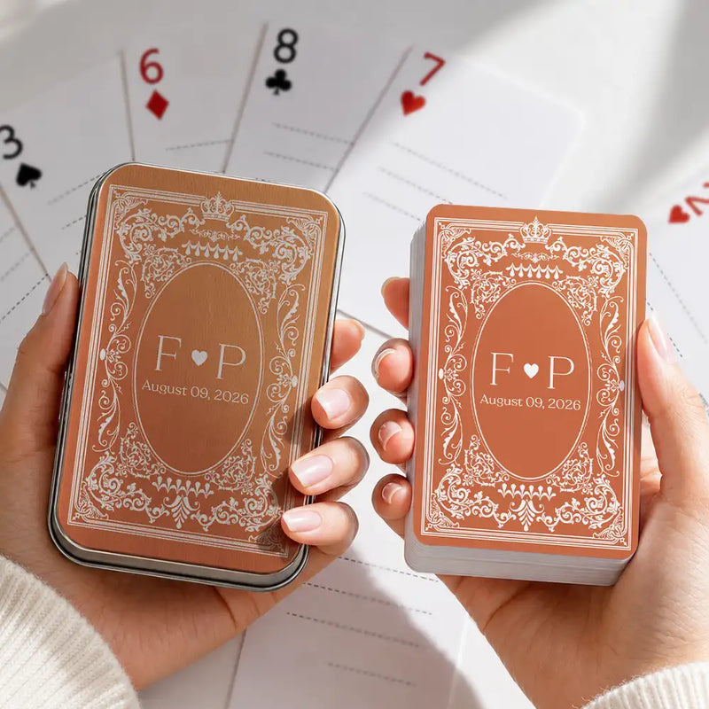 Romantic,Gift For Couples,Wedding,Monogram - Monogram Bride Groom Wedding Guest Book - Personalized Playing Cards