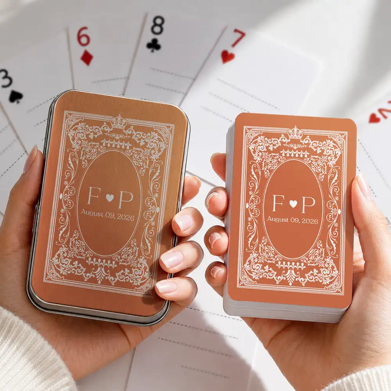 Romantic,Gift For Couples,Wedding,Monogram - Monogram Bride Groom Wedding Guest Book - Personalized Playing Cards