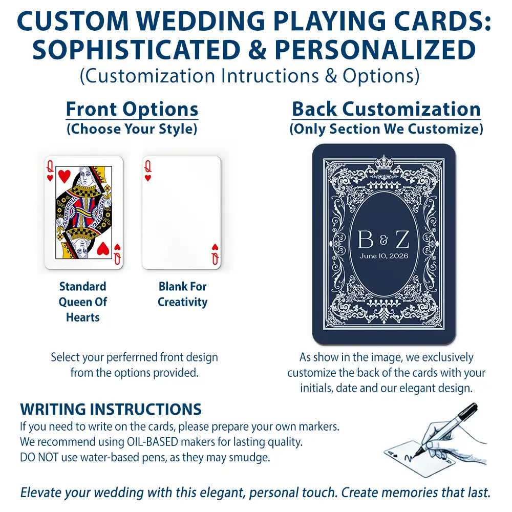 Romantic,Gift For Couples,Wedding,Monogram - Monogram Bride Groom Wedding Guest Book - Personalized Playing Cards