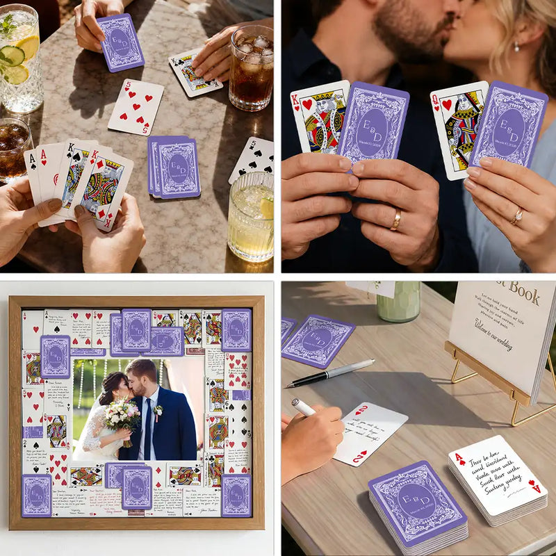 Romantic,Gift For Couples,Wedding,Monogram - Monogram Bride Groom Wedding Guest Book - Personalized Playing Cards