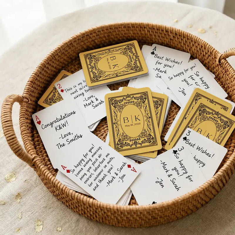 Romantic,Gift For Couples,Wedding,Monogram - Monogram Bride Groom Wedding Guest Book - Personalized Playing Cards