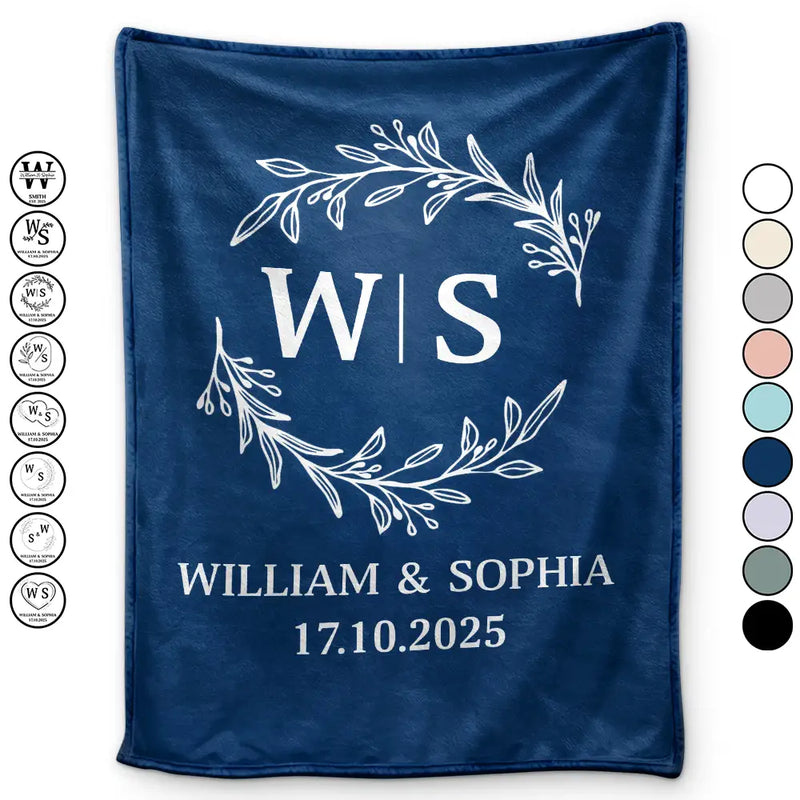 Gift For Couples,Old Couples,Gift For Husband,Gift For Wife,Gift For Boyfriend,Gift For Girlfriend,Love,Top Market - Monogram Couple's Names - Personalized Fleece Blanket, Sherpa Blanket
