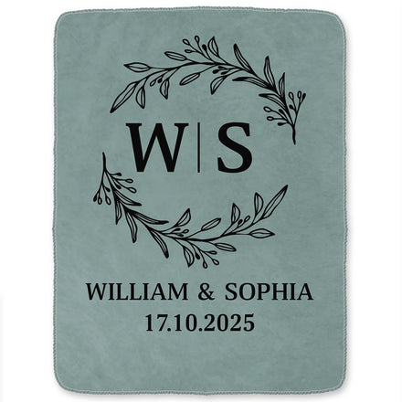 Monogram Couple's Names - Personalized Fleece Blanket, Sherpa Blanket