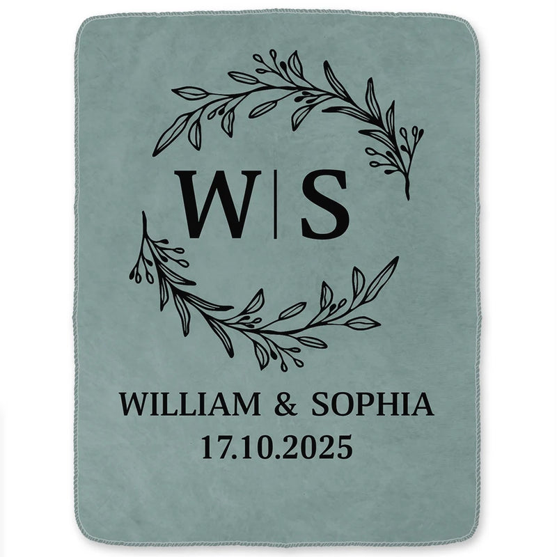 Gift For Couples,Old Couples,Gift For Husband,Gift For Wife,Gift For Boyfriend,Gift For Girlfriend,Love,Top Market - Monogram Couple's Names - Personalized Fleece Blanket, Sherpa Blanket